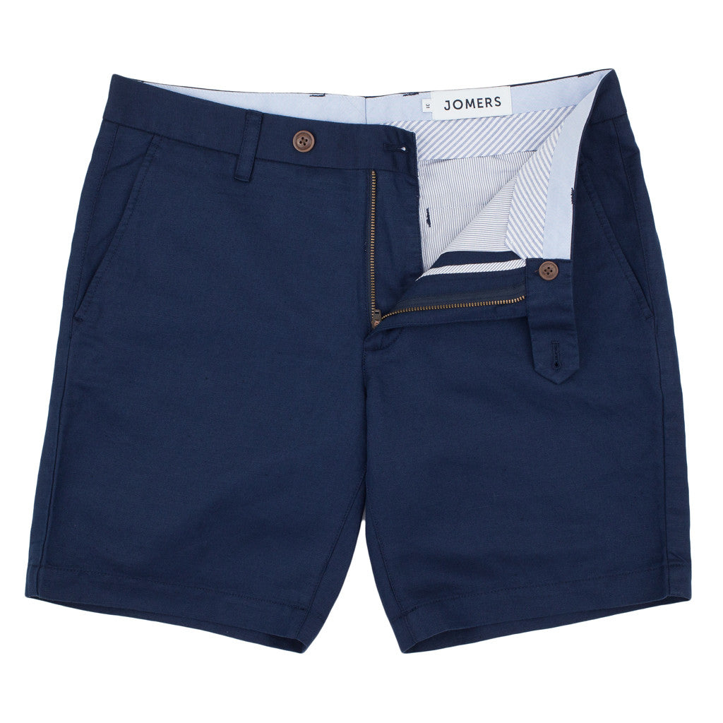 Dean St - Navy Irish Linen Cotton Shorts
