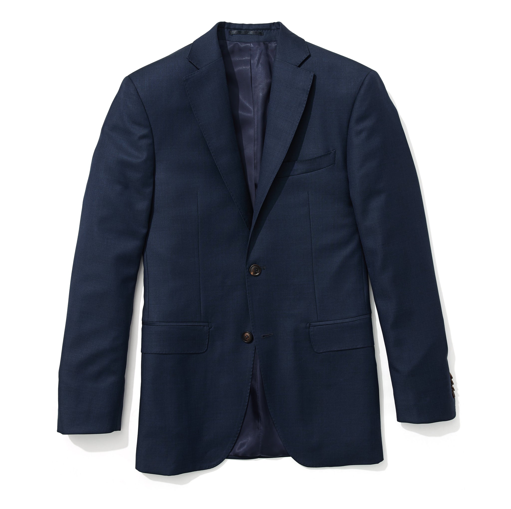Slim Italian Wool Suit - Navy Sharkskin