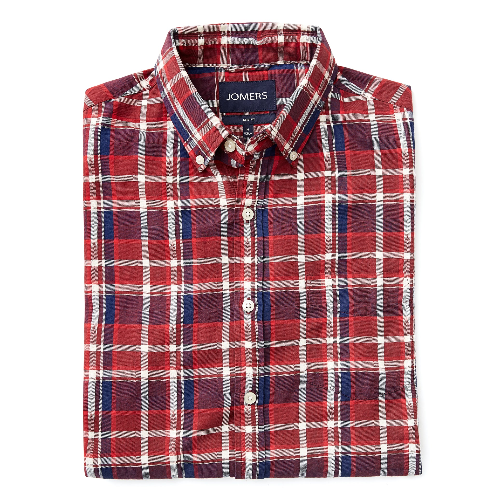 Washed Button Down Shirt - Brushed Japanese Twill Madison Plaid