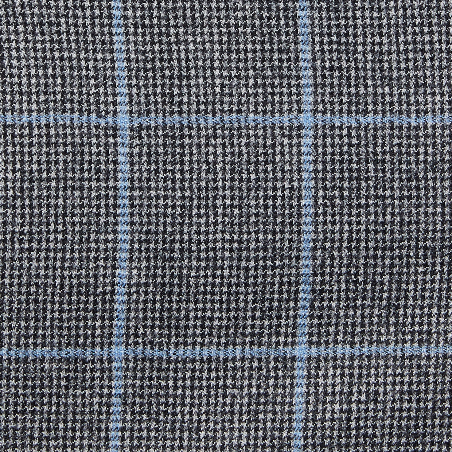 Italian Wool Dress Pants - Grey Light Blue Windowpane