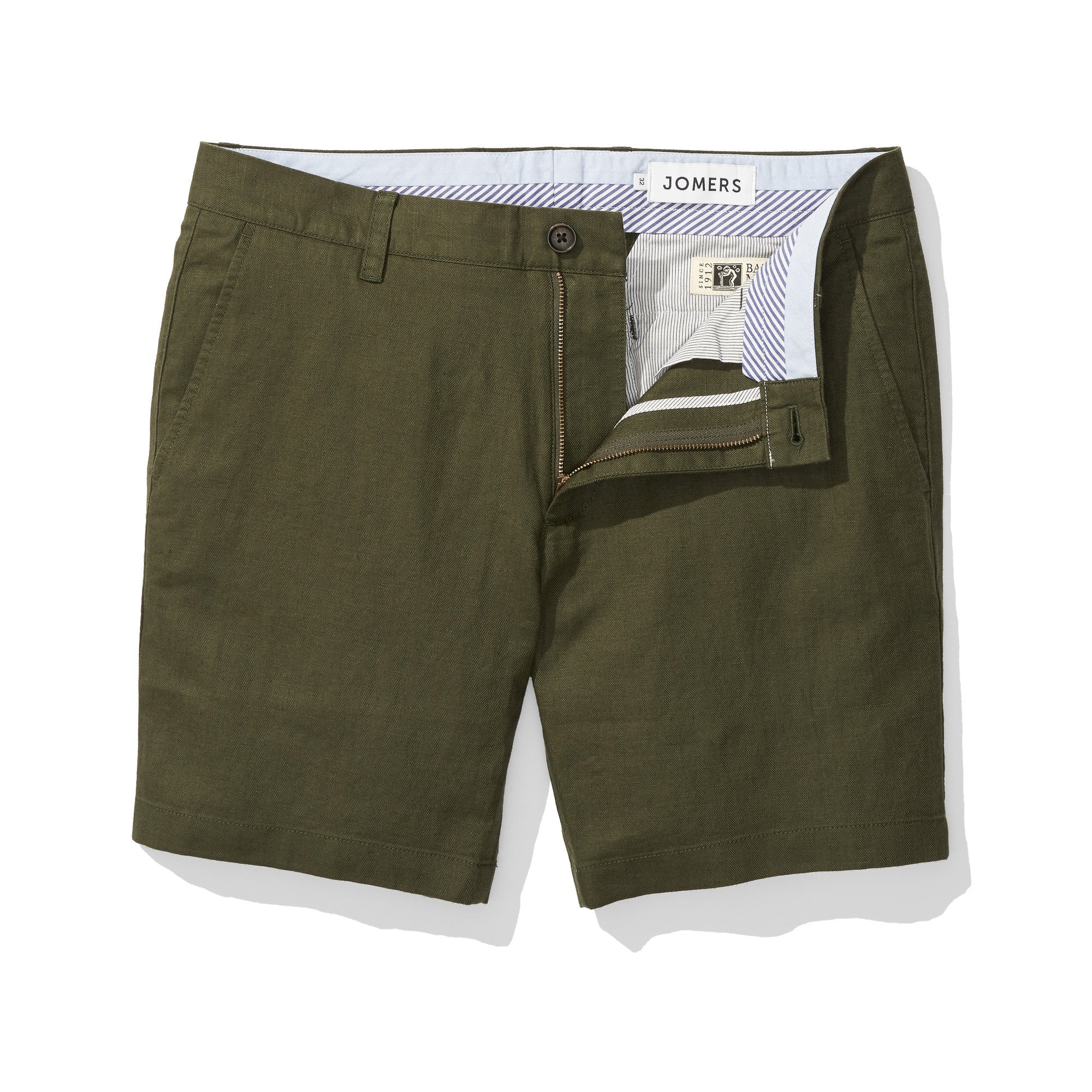 Olive Herringbone Baird McNutt Irish Linen Mens Shorts